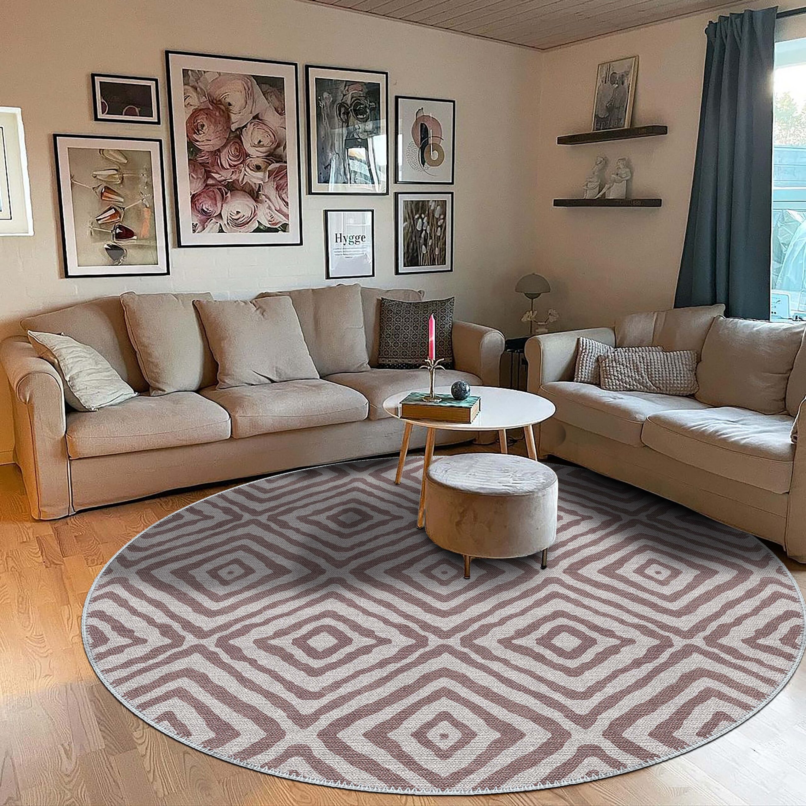 1329 ROUND SCENE Bazzano Home Yıkanabilir, Dijital Baskı Halı – BZN - 1329 - Görsel 1