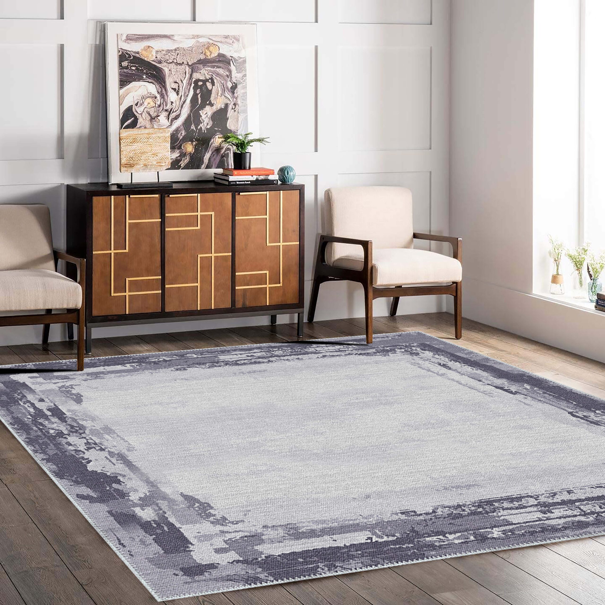 1341 SQUARE SCENE Bazzano Home Yıkanabilir, Dijital Baskı Halı – BZN - 1341 - Görsel 1