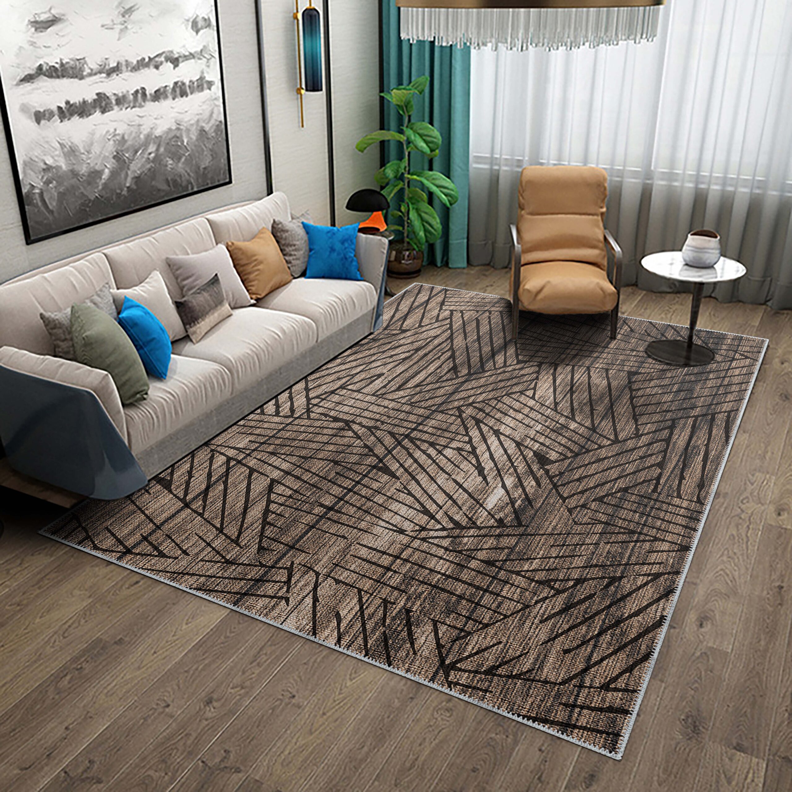 2641 RECT SCENE Bazzano Home Yıkanabilir, Dijital Baskı Halı – BZN - 2641 - Görsel 1