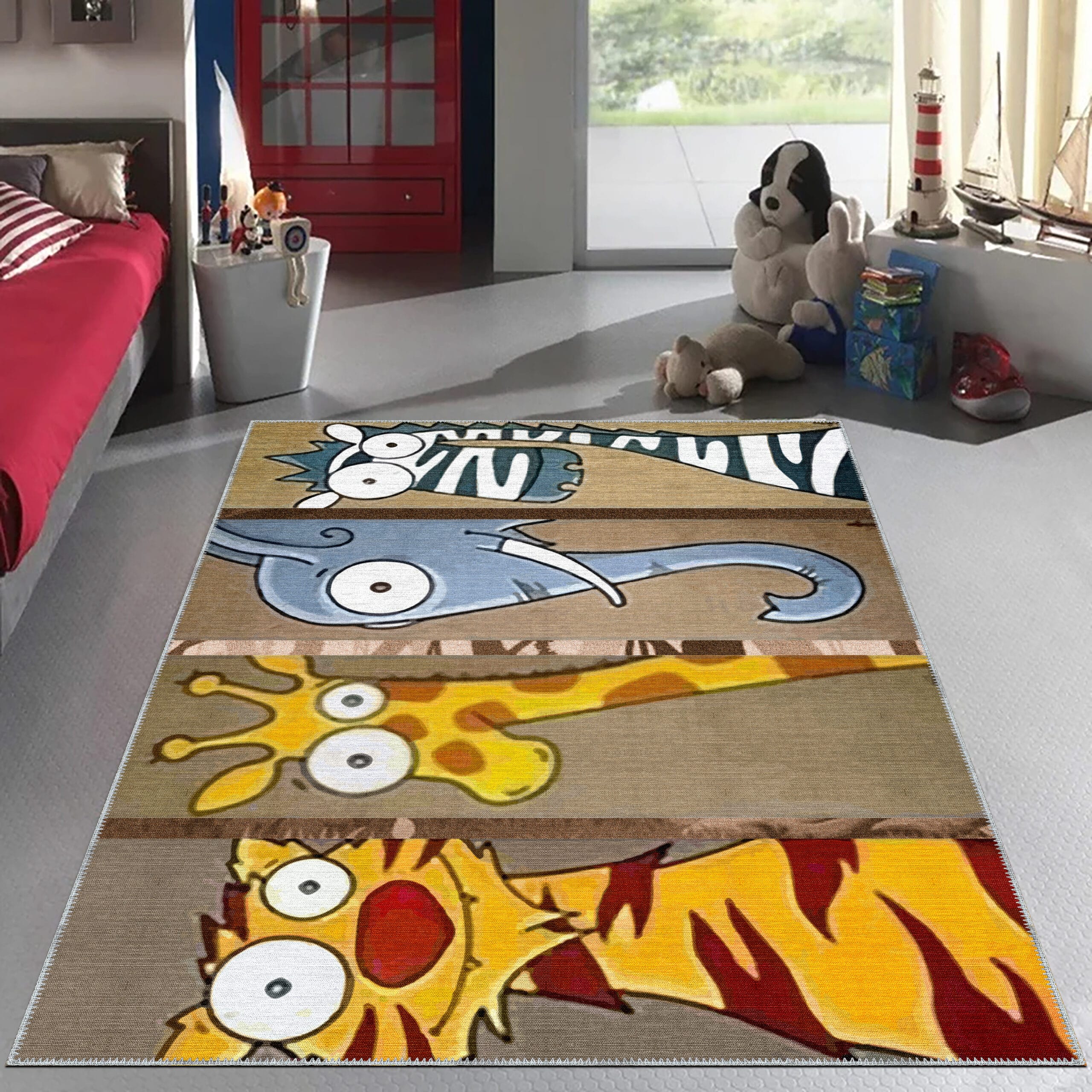 BZN - 4lu sahne Bazzano Home Yıkanabilir, Dijital Baskı Halı – BZN - Kid Zoo - Görsel 1